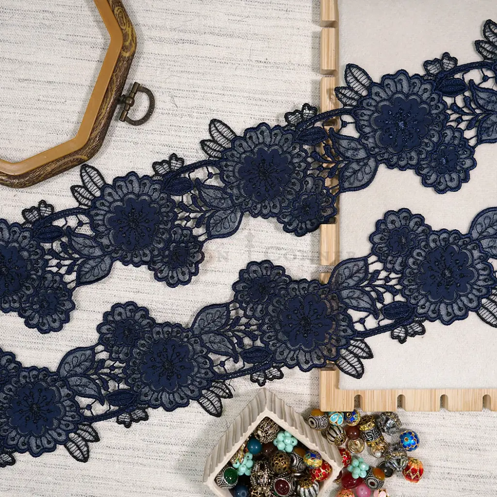 Blosoom Design Embroidery Thread Net Lace