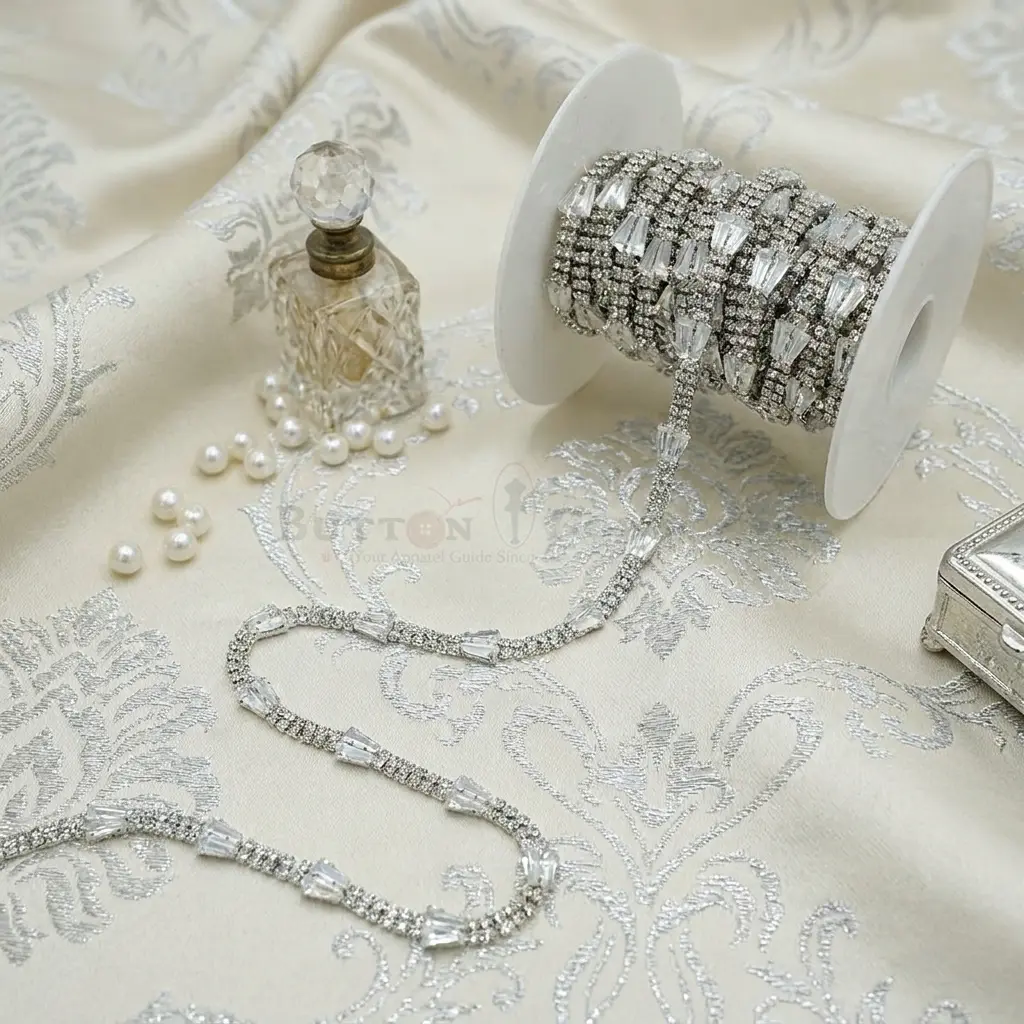 Baguette-Cut Rhinestone Cubic Zircon Chain