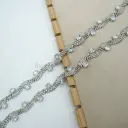 Triple Row Rhinestone Wavy Shape Oval Accent Chain