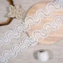 Wavy Shape Scalloped Shuttle Lace With Floral Circle