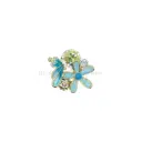 Enamel Flower & Butterfly Wing Cluster Rhinestone Pendant