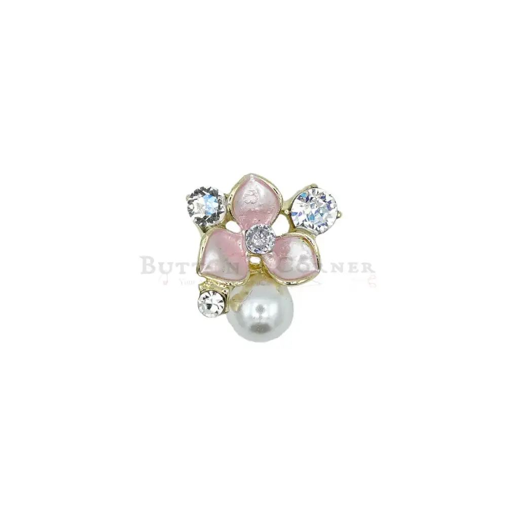 Fancy Pearl & Rhinestone Flower Pendant 