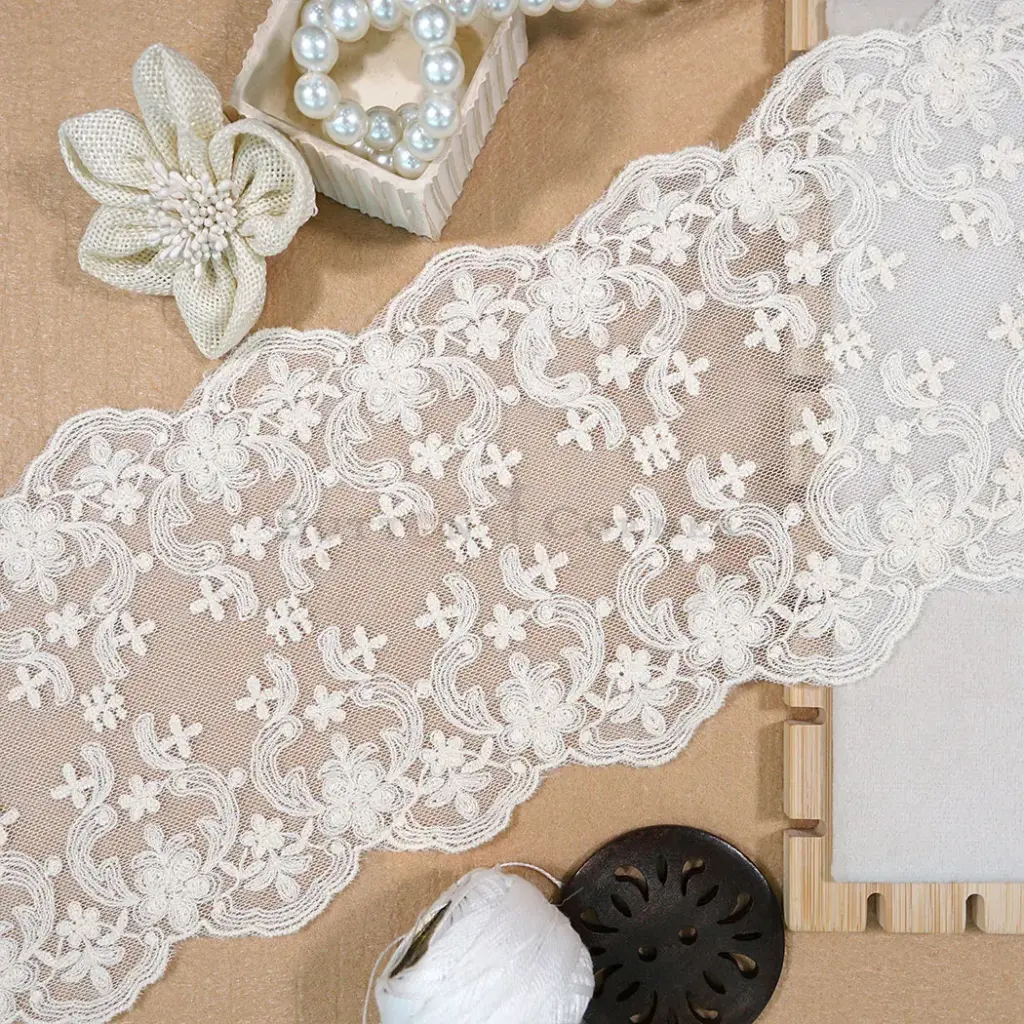 Double-Side Border Embroidery Net Lace