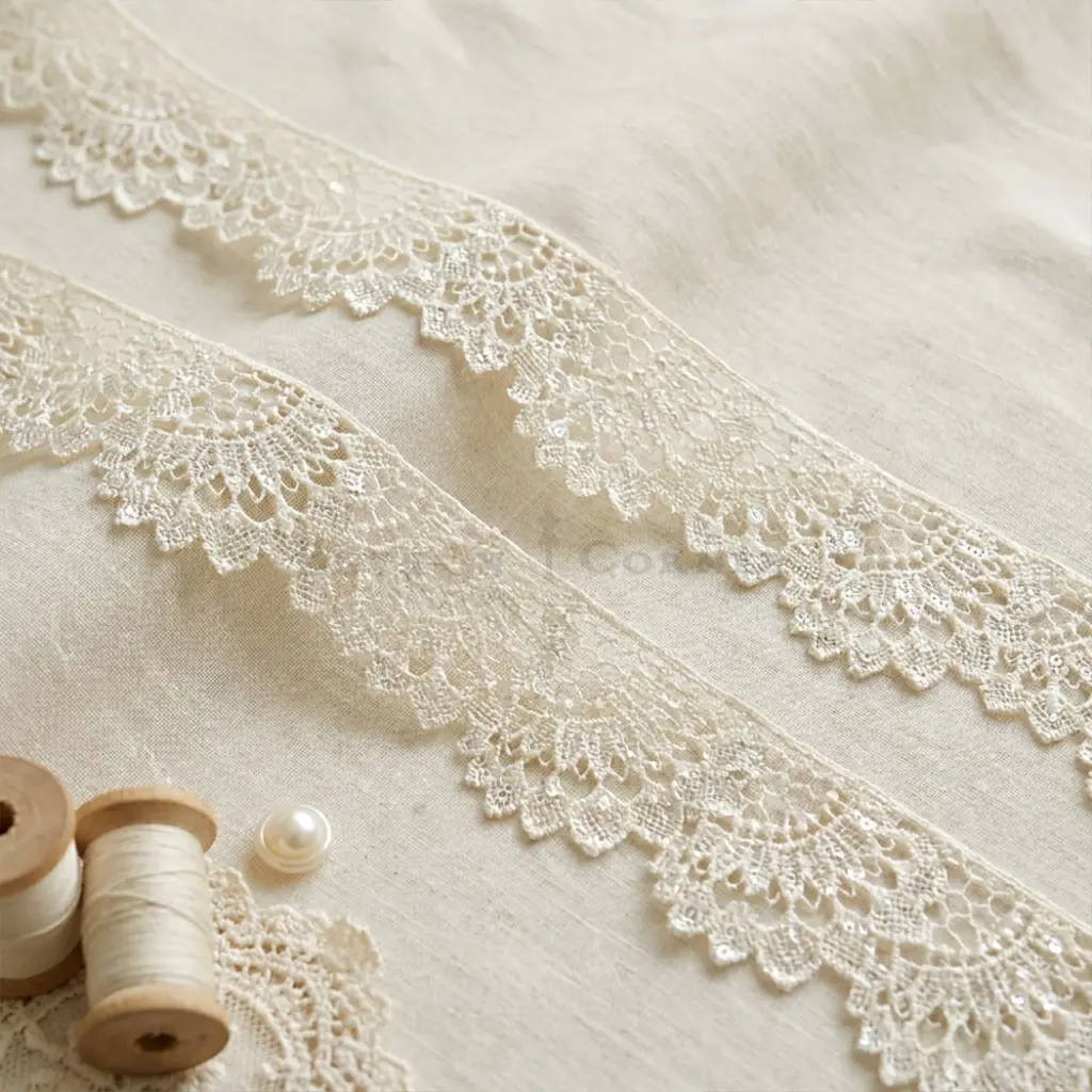 One Side Border Sequence Shuttle Lace