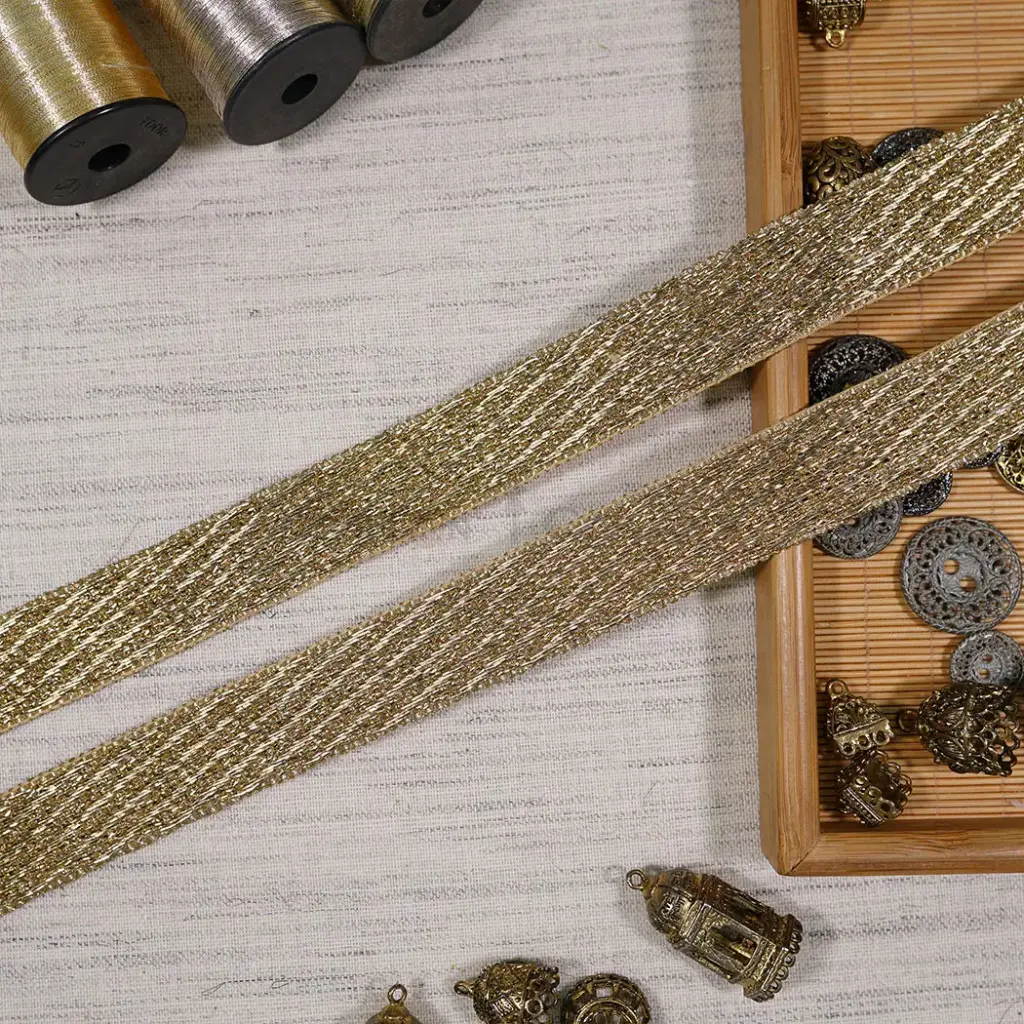 Metallic Yarn, Plastic Glass Beads, Fancy Lace