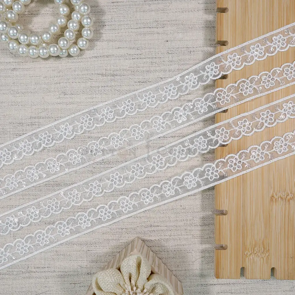 One Side Border Organza Sequence Lace