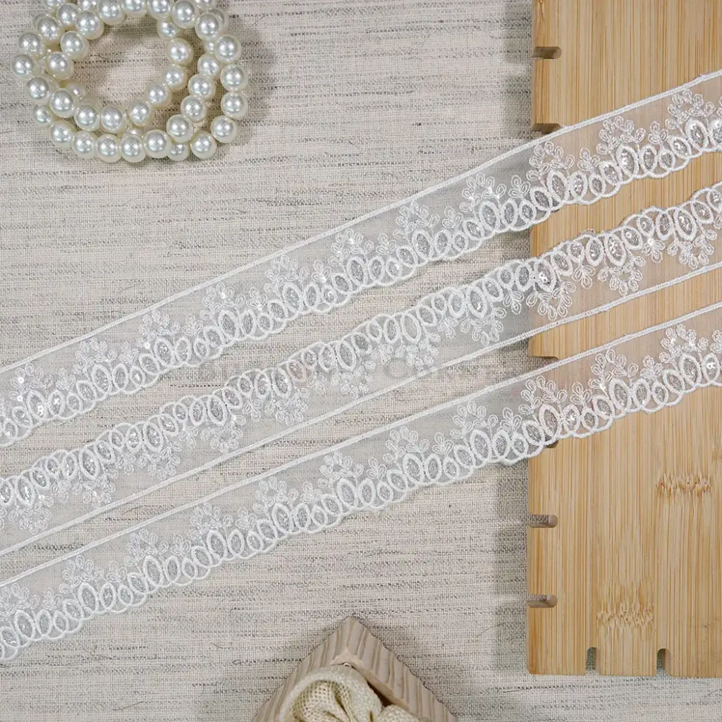 One Side Border Organza Sequence Lace