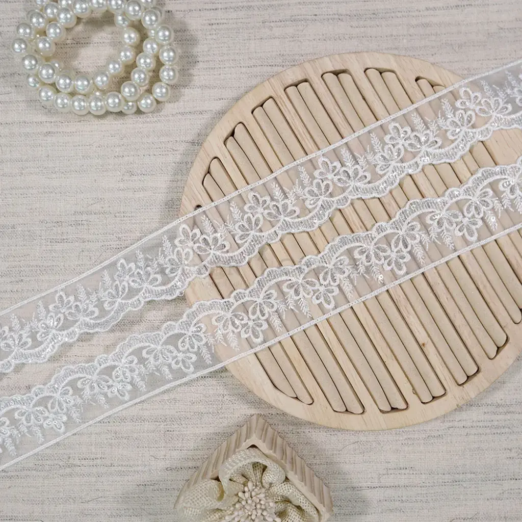 One Side Border Organza Sequence Lace