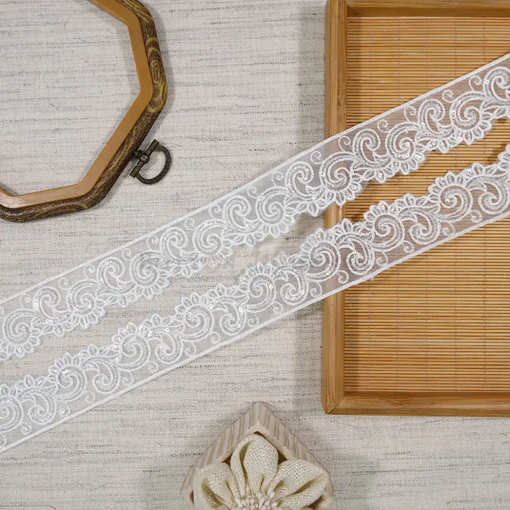 One Side Border Organza Sequence Lace