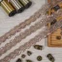 Metallic Yarn, Glass Beads, Pearl, Sequence Lace