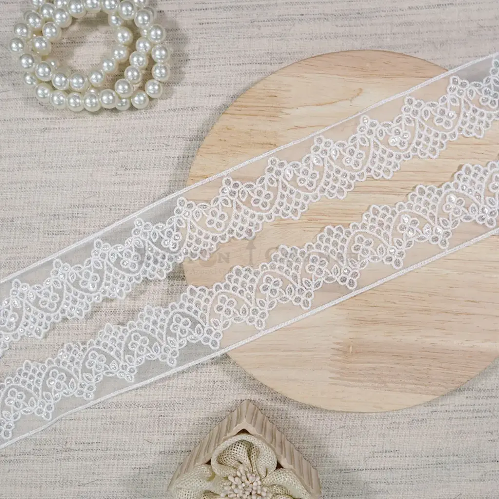 One Side Border Organza Sequence Lace
