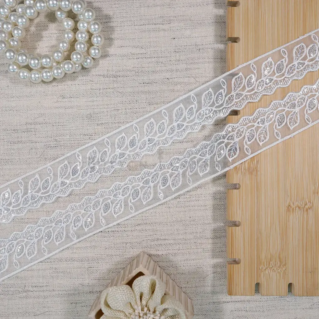 One Side Border Organza Sequence Lace