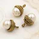 Fancy Hanging Kundan Button in Pearl