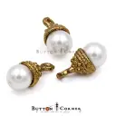 Fancy Hanging Kundan Button In Pearl
