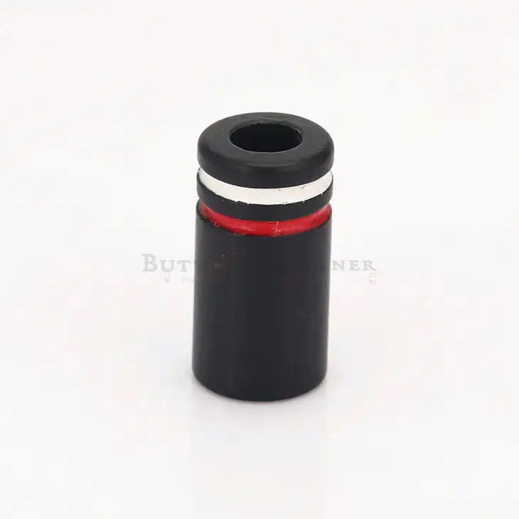 Matt Black Cylindrical Cord End Cap With Red & White Accent Ring