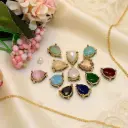 Gold Base Drop Shape Fancy Kundan Button