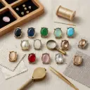 Gold Base Drop Shape Fancy Kundan Button
