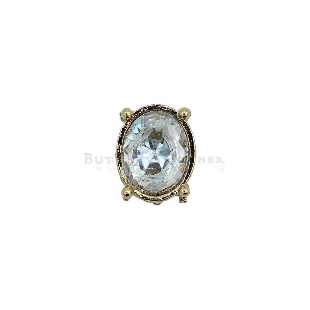 Gold Base Oval Shape Fancy Kundan Button