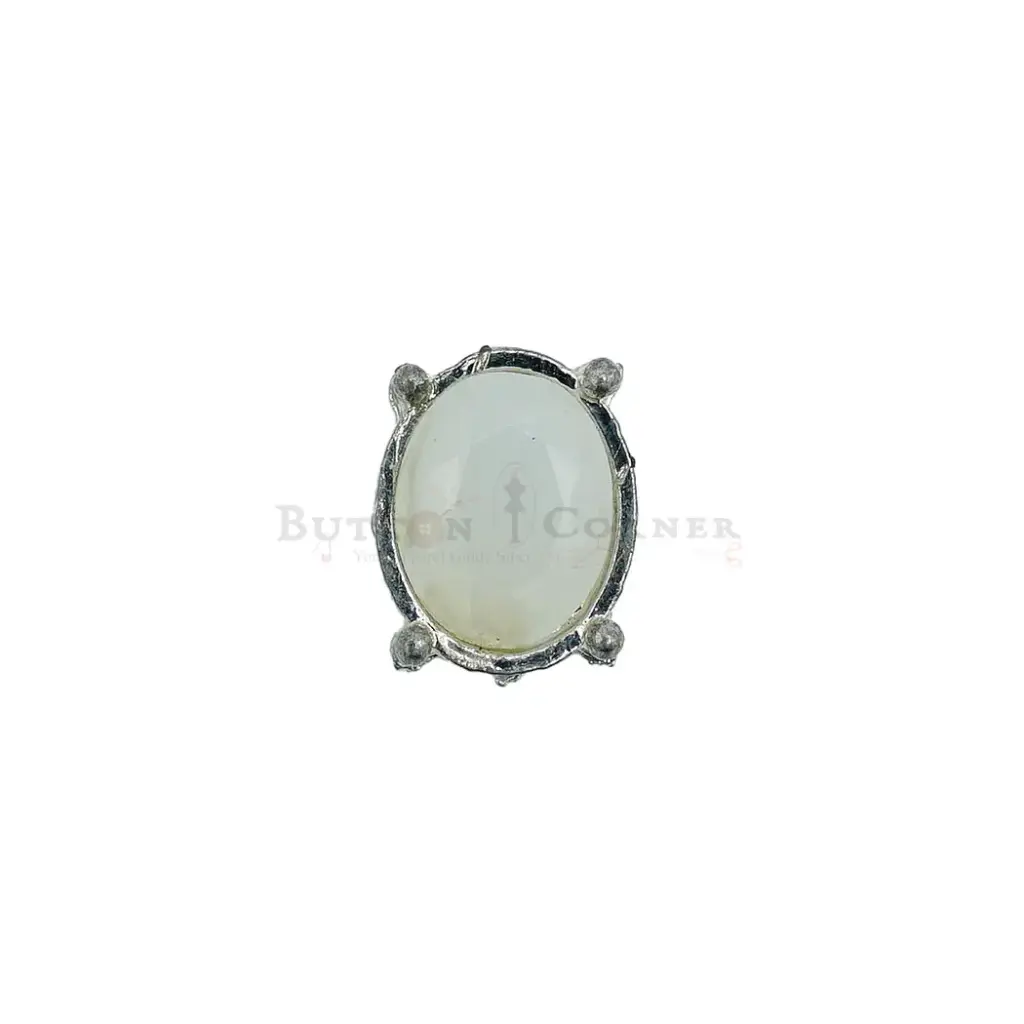 Nontoxic White Base Oval Shape Fancy Kundan Button