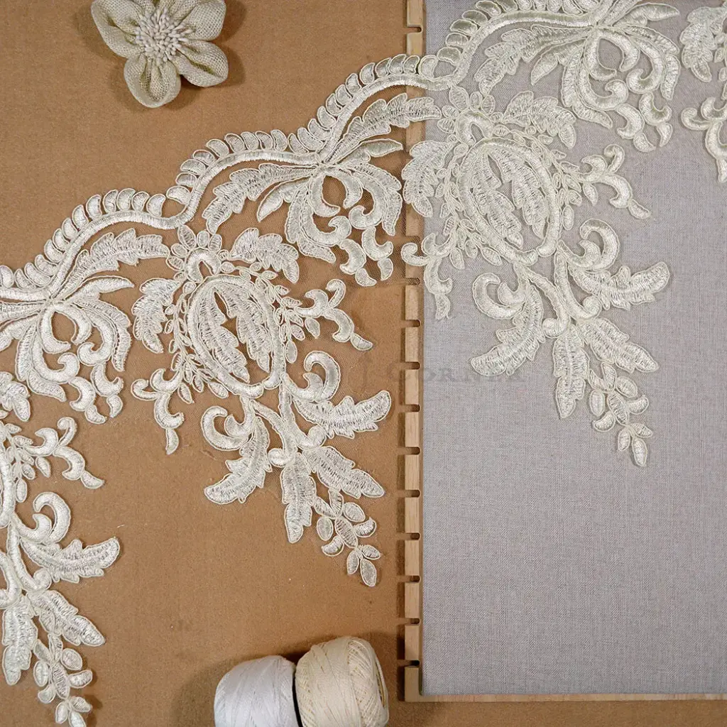 One Side Border Floral Design Net Lace 