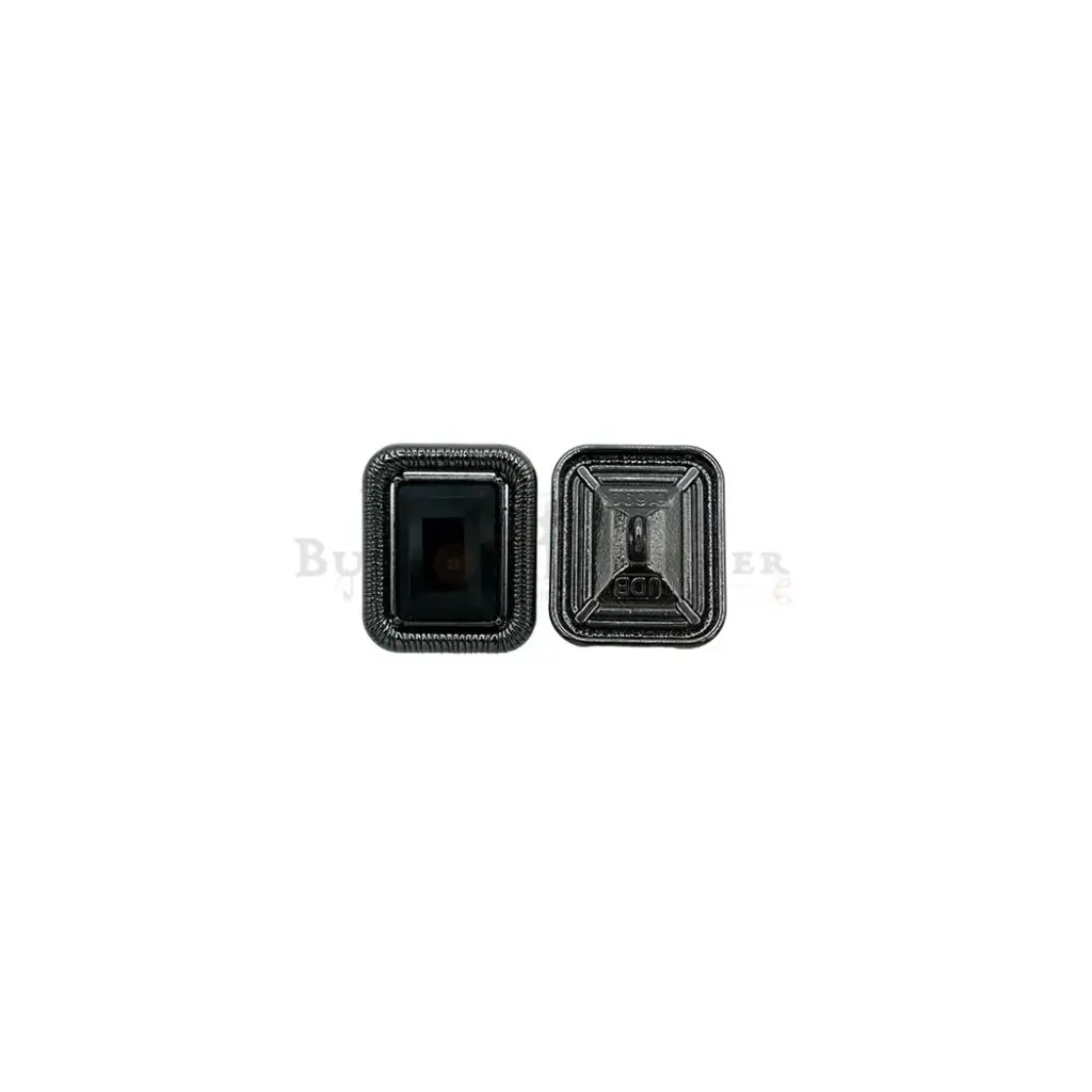 Nontoxic Gun Black-Plated Texture Crystal Square Button