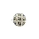 Square Rounded Corner Pearl & Rhinestone Grid Pattern, Fancy Button