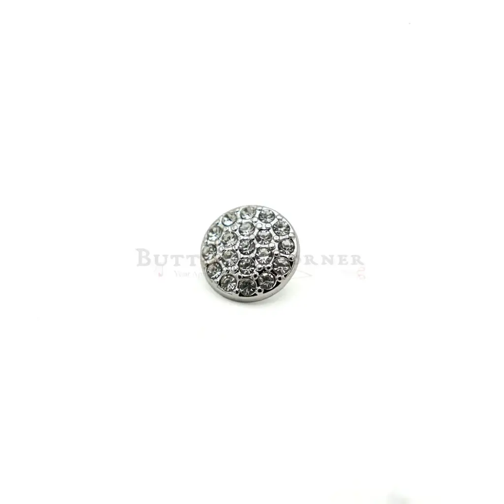Crystal-Encrusted Circular Disc Shape Button