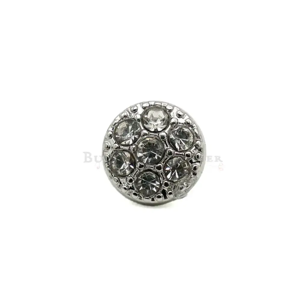 Minimalist Rounded Shape Button With Crystal Ring Border 
