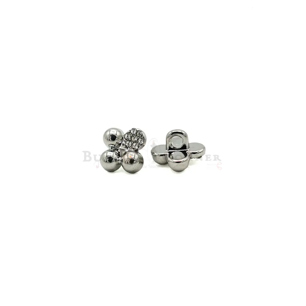 Square Four-Leaf Rhinestone Hand-Stitched Button