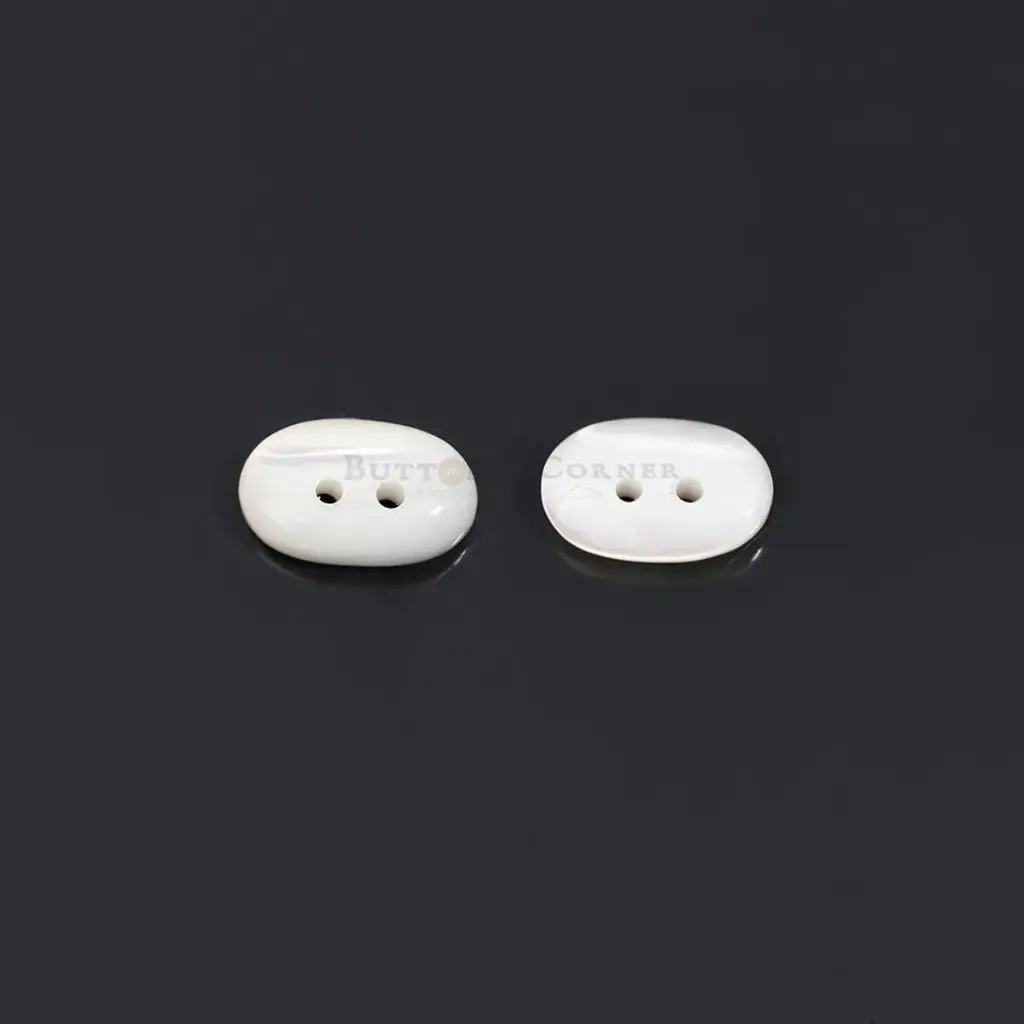 Elliptical-Shaped Two-Hole Japanese Shell Button