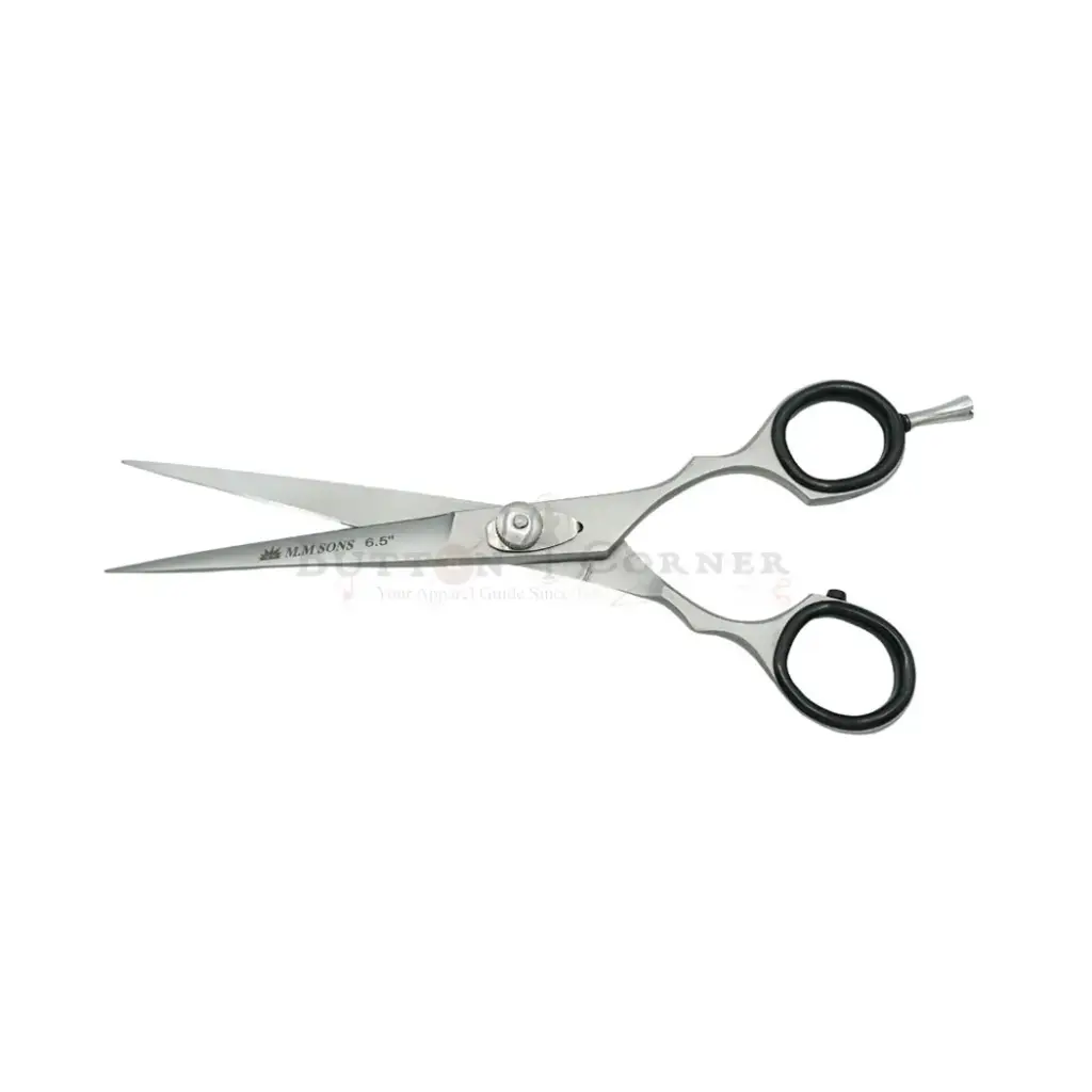 Black Round Handle Barber Scissors With Removable Finger Rest