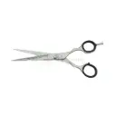 Black Round Handle Barber Scissors With Removable Finger Rest