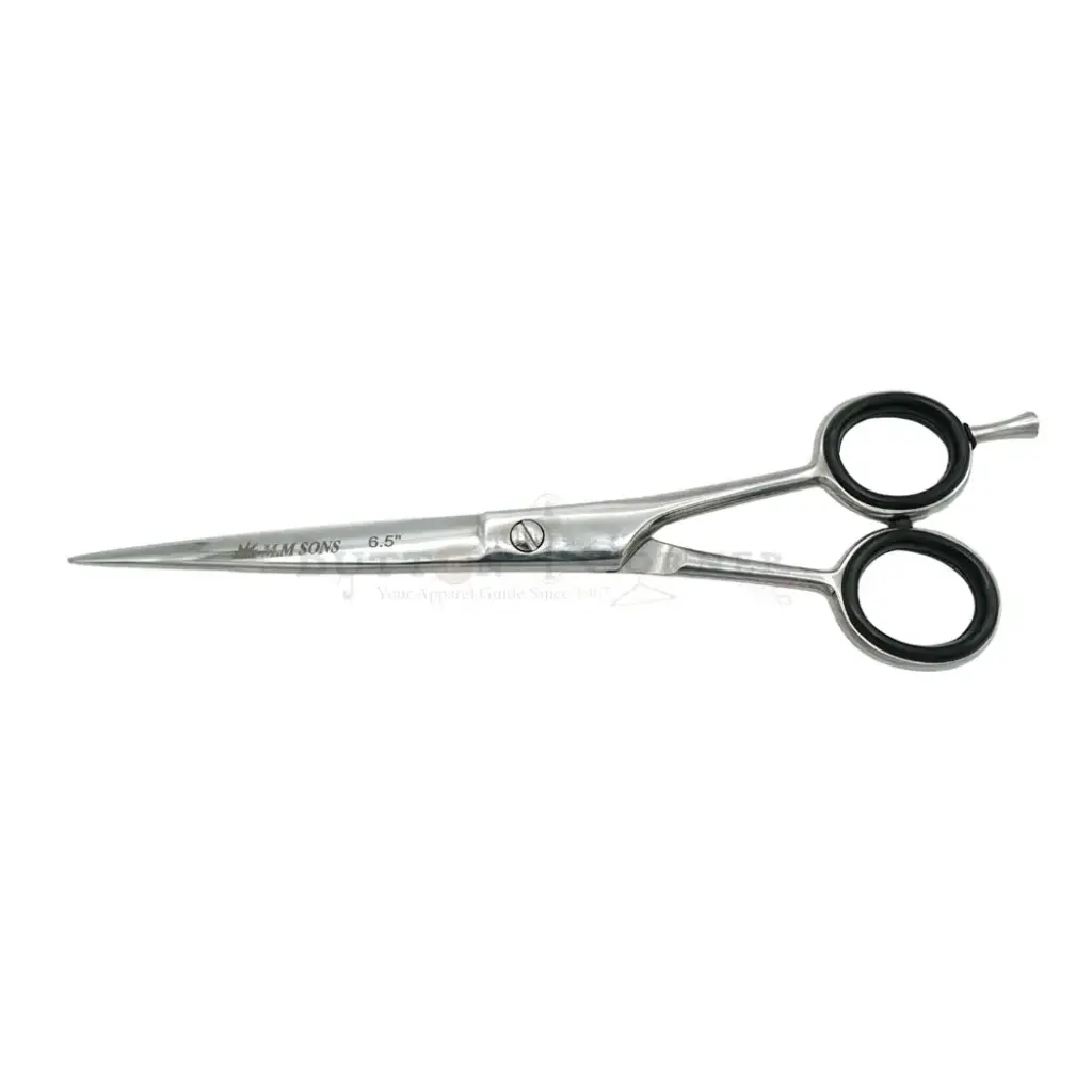 Black Round Handle Barber Scissors With Removable Finger Rest