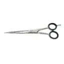 Black Round Handle Barber Scissors With Removable Finger Rest