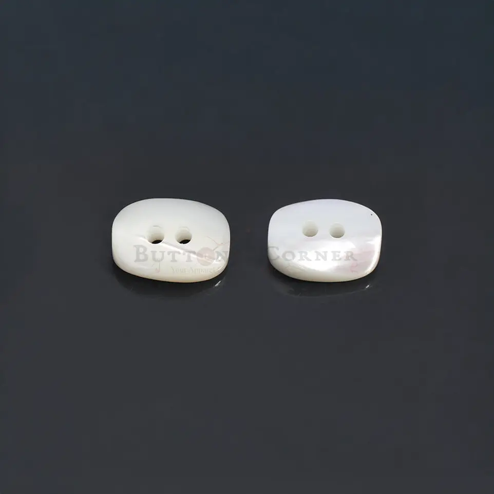 Unstructured Rectangular Shape Two-Hole Japanese Shell Button