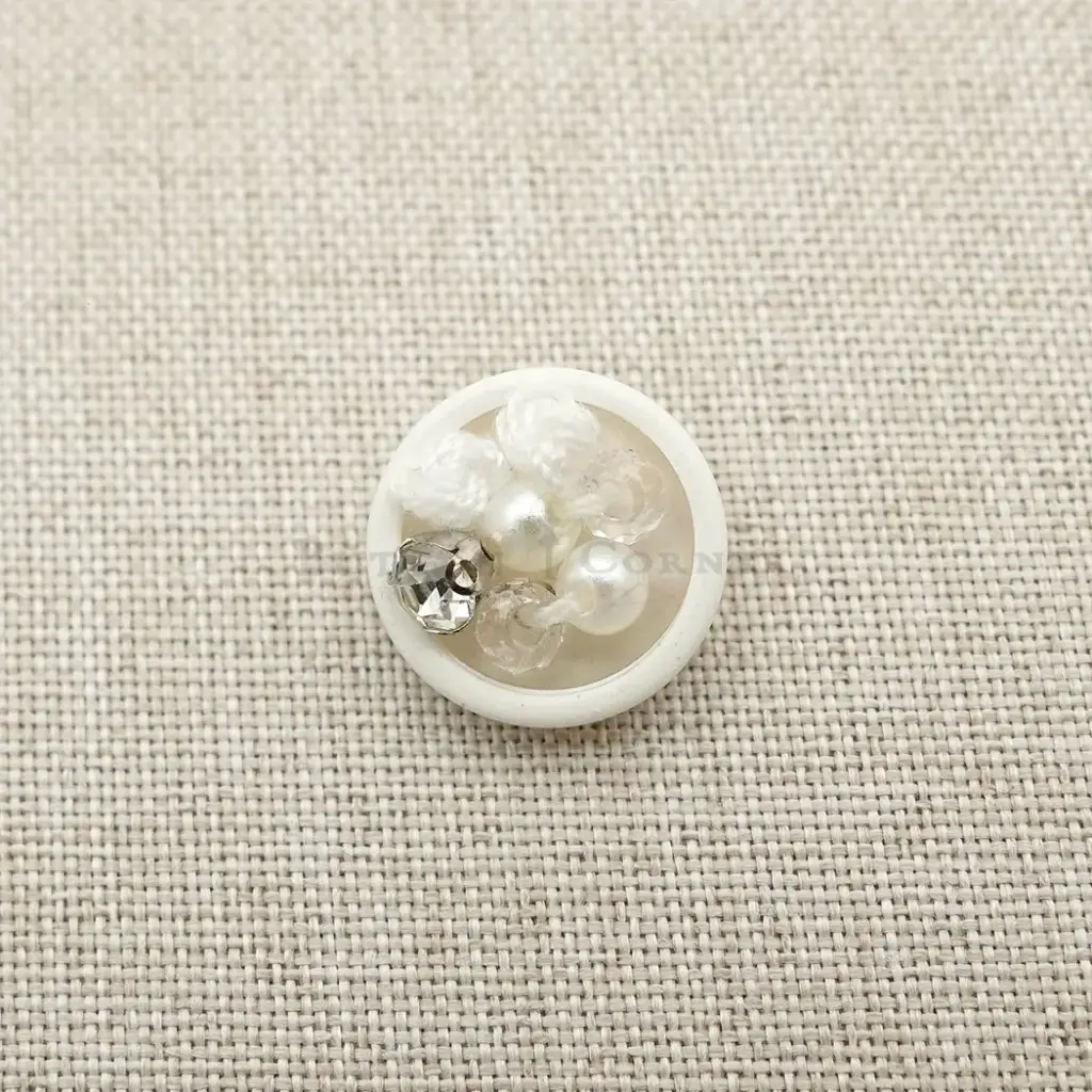 Decorative Fancy Button with Bead Cluster Insert