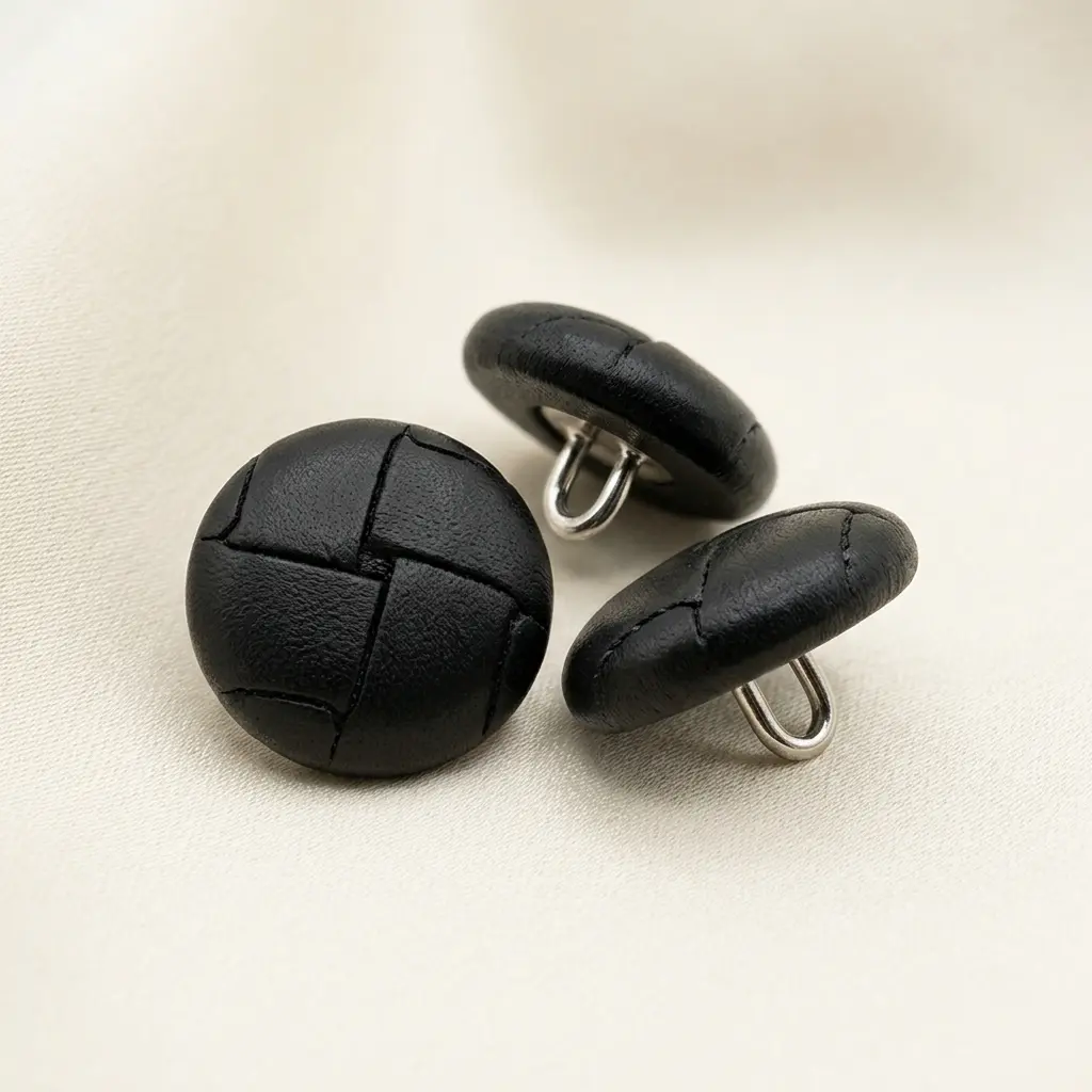 Hemline Leather Style Wooden Shank Button