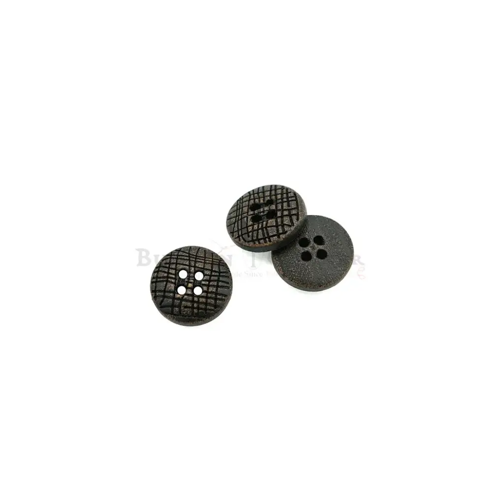 Etched Crosshatch 4 Hole Wooden Button
