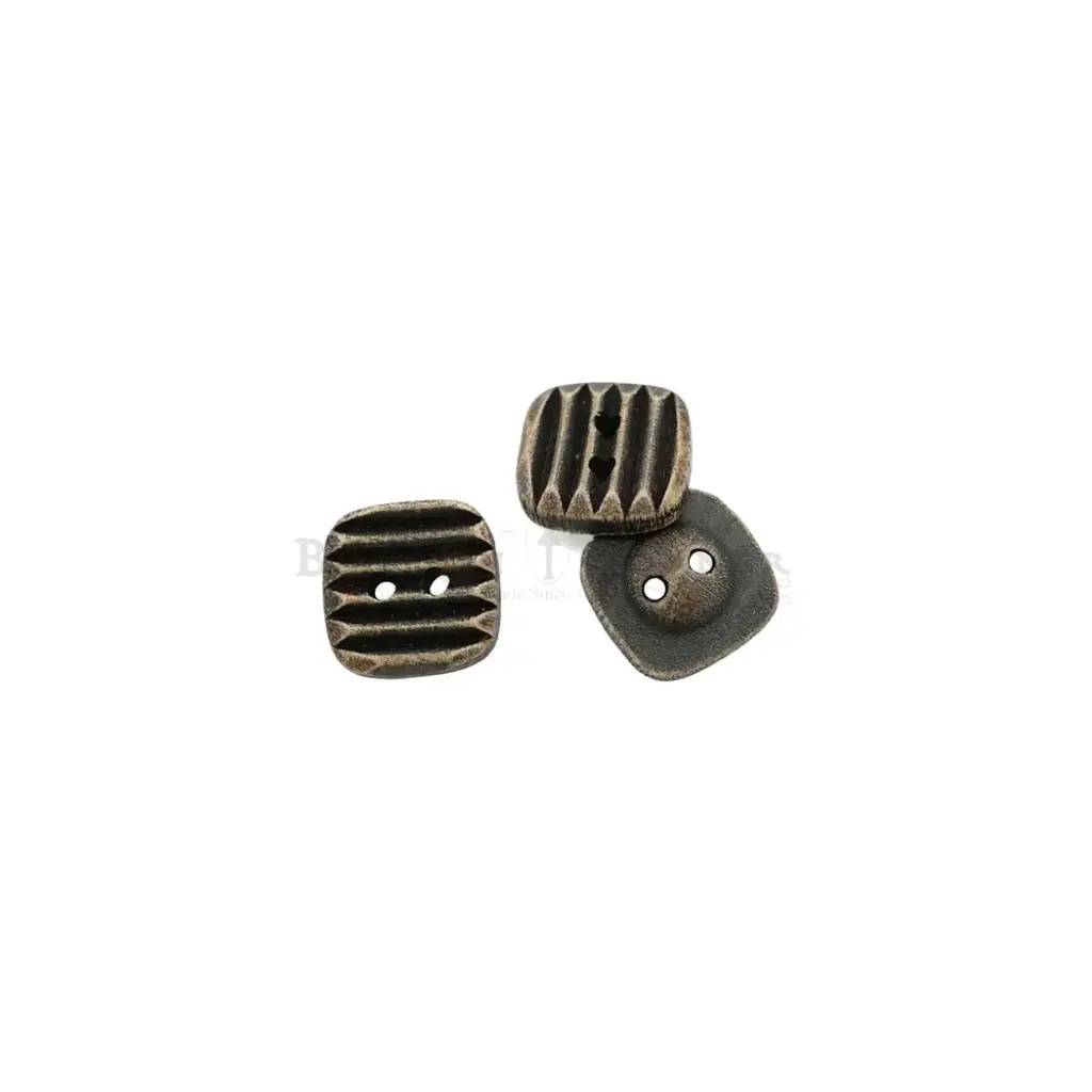 Spiral Striped Design Square 2 Hole Wooden Shirt Button