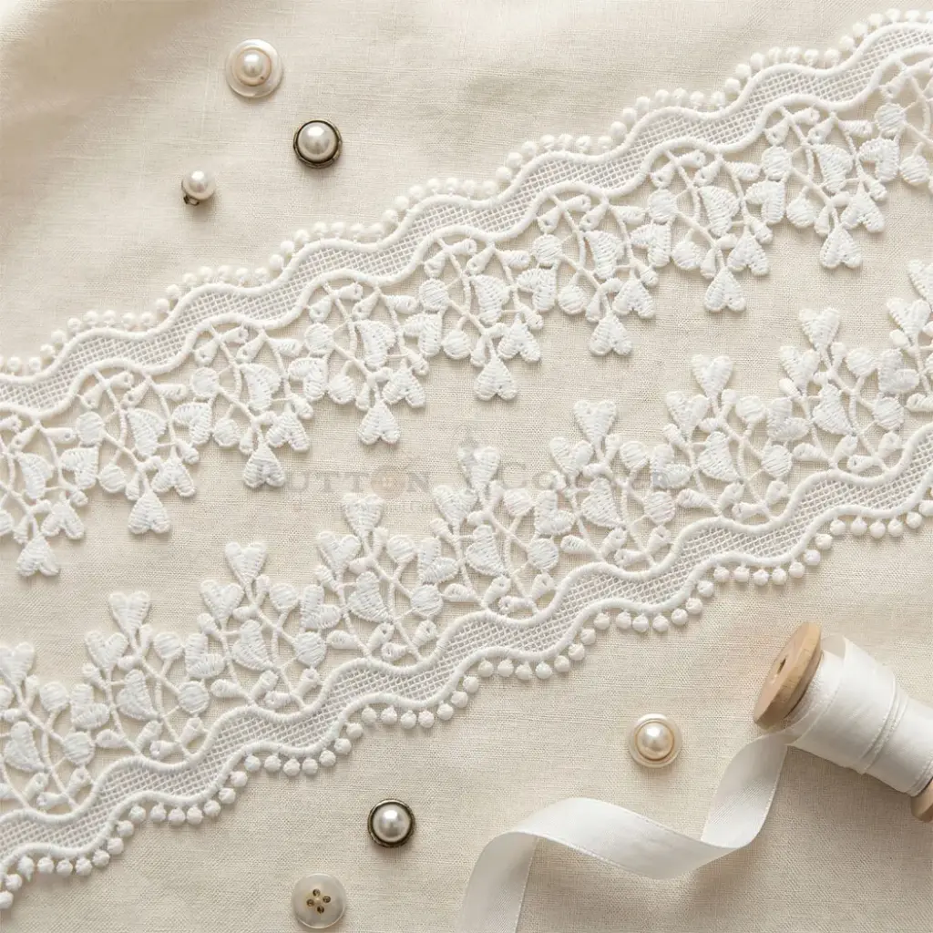 One-Side Border Blossom Design Shuttle Lace