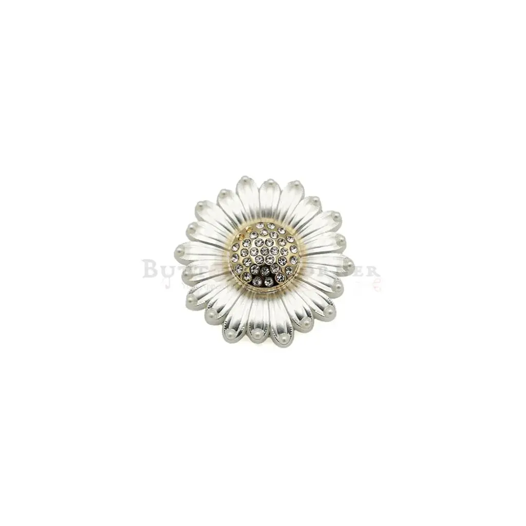 Crystal-Centered Sunflower Design Fancy Cover Button