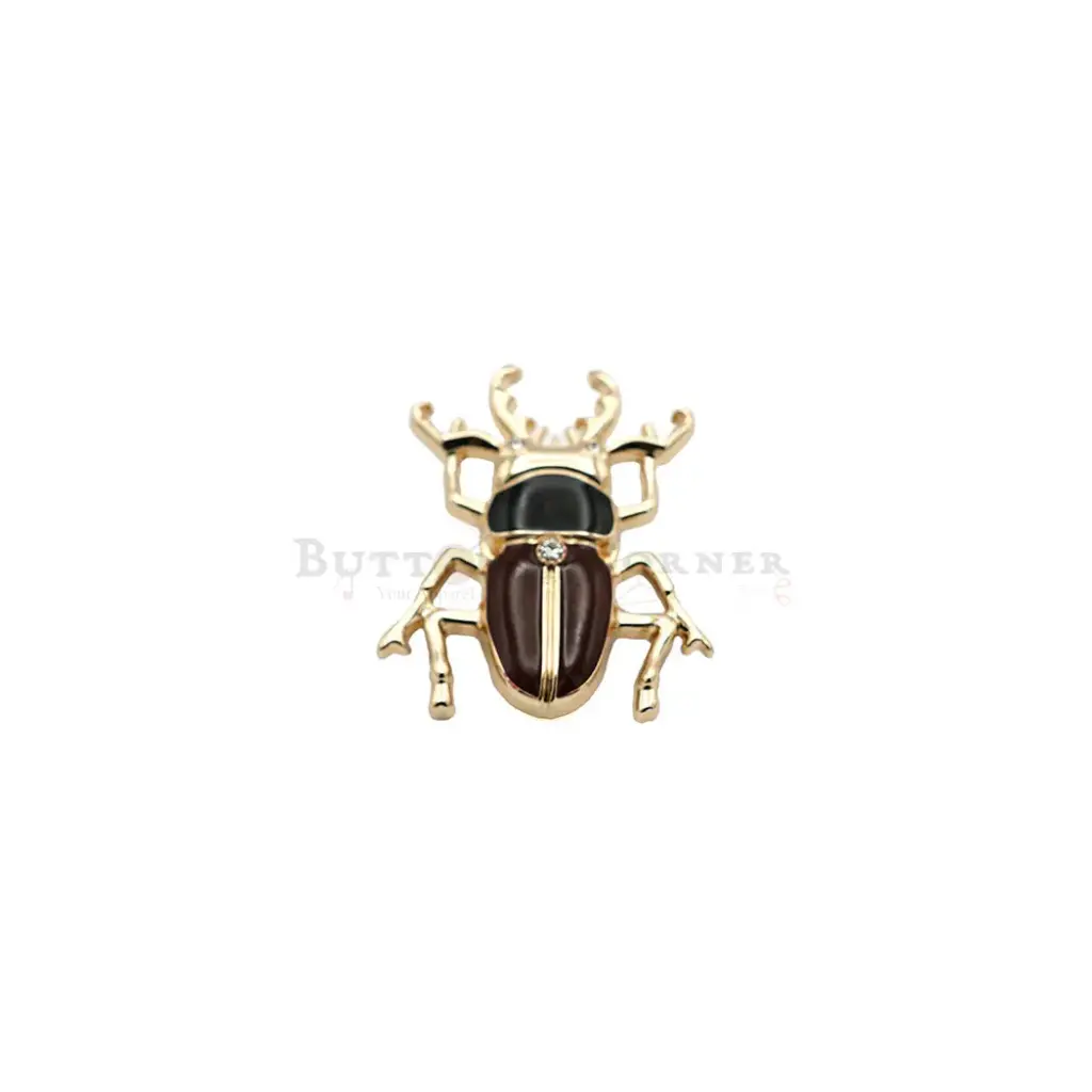 Stag Beetle Shape With Rhinestone, Fancy Cover Button