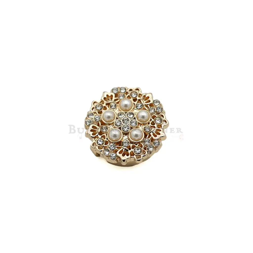 Filigree Flower Style, Crystal And Pearl Fancy Cover Button