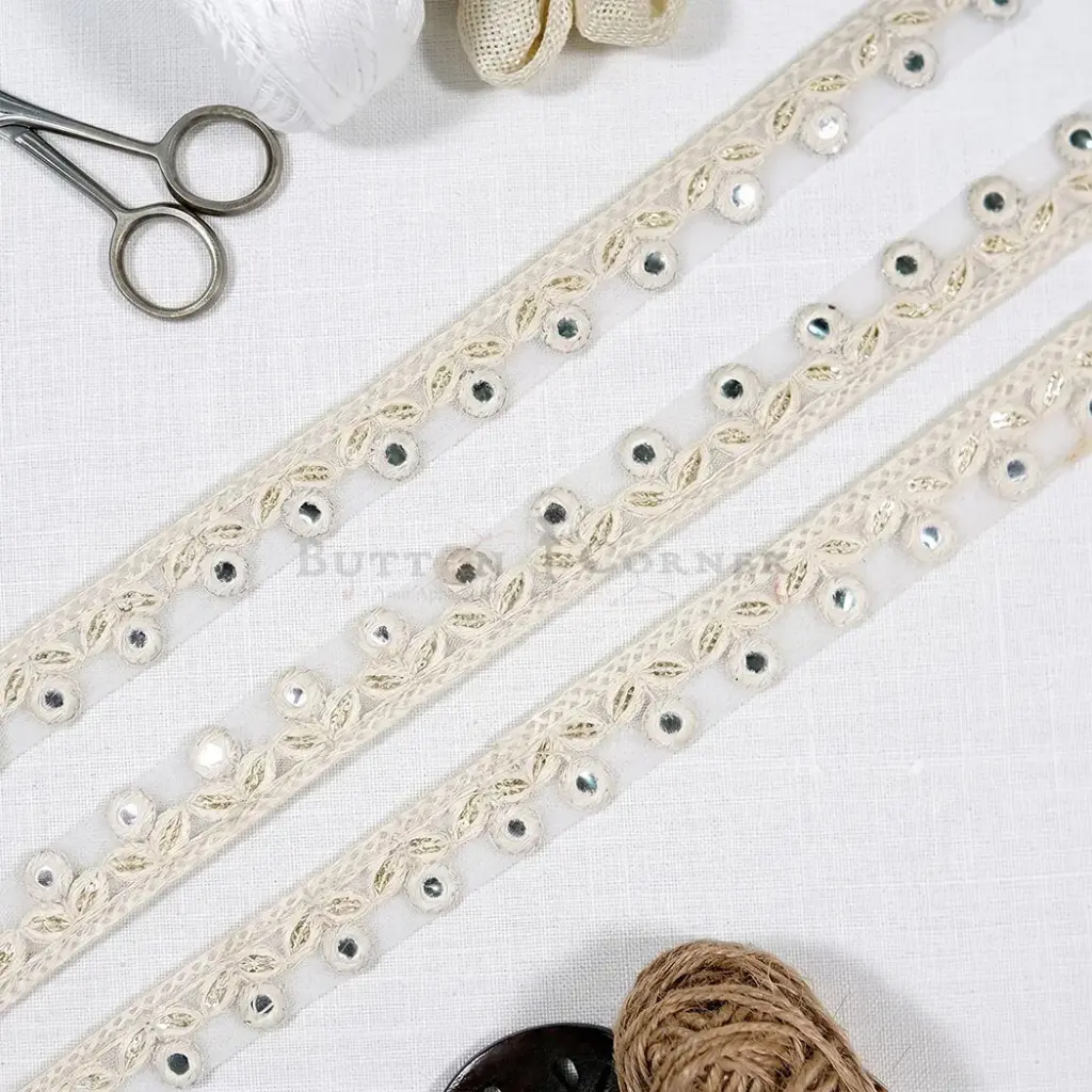 Embroidery Thread, Sequence & Foil Accent, Floral Design Net Lace