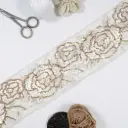 Embroidery Thread Gold Sequence Floral Pattern Net Lace 