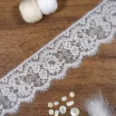 Floral Scalloped Chantilly Lace with Double Eyelash Fringe