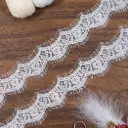 Floral Scalloped Chantilly Lace with Double Eyelash Fringe