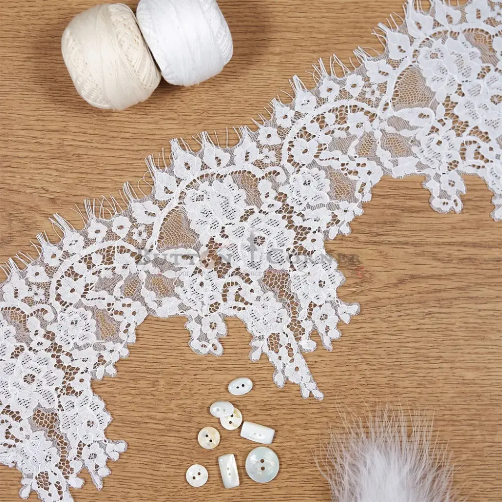 Delicate, Floral Chantilly Lace with Eyelash Edge