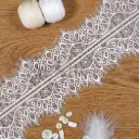 Double Scalloped Floral Stretch Lace with Eyelash Fringe