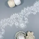 Scalloped Floral Baroque Chantilly Lace with Eyelash Fringe